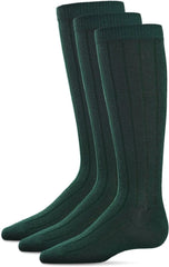 MeMoi 3 Pack Ribbed Boys Crew Socks, Cotton Blend Boys Dress Socks, Comfortable Crew Height Design - Sizes 6-14