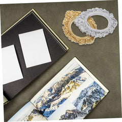 Mobestech 8Pcs Vintage Resin Picture Frames Small Jewelry Display Ornaments Retro and Silver Oval Mini Frames for Home Decoration and Photo Props
