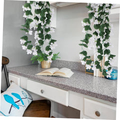 MAGICLULU Artificial Violet Flowers Hanging Vine Petal Fake Plants Home Wedding Decoration White Green for Boho and Craft Projects