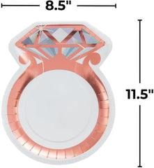 Fun Express Wedding Ring-Shaped Paper Dinner Plates - White & Rose Gold Decorations Disposable Paper Plates - Tableware Perfect for Engagement Birthday New Year Baby Shower - Party Supplies - 8 Pieces