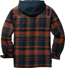 Legendary Whitetails Men's Plaid Flannel Shirt Jacket Quilted with Hood Polyfill Insulated
