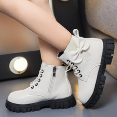 Fashion Non Slip Ankle Boots Lace up Lug Sole Side Zipper Outdoor Booties Kids Cowboy Boots Toddler Boots