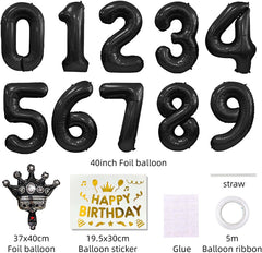40 Inch Black Foil Balloon Number 12,Crown 12th Birthday Party Decorative Balloons,Number Large Numbers Balloon 12,Girls Boys 12th Birthday Decoration Anniversary Wedding 12th Birthday Party Supplies