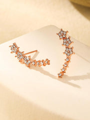 1 Pair Rose Gold Earrings, Star Shaped Dangle Earring for Women, Glamorous and Fashion Jewelry, Adorned with Cubic Zirconia, Delicate and Eye - Catching Earrings for Special Events(Rose Gold)