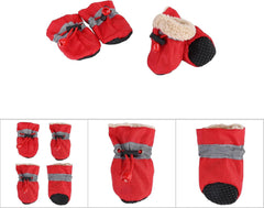 Dog Shoes Boots Socks for Small Medium Dogs Cats Winter Warm Soft Cotton Padded 4Pcs (05)
