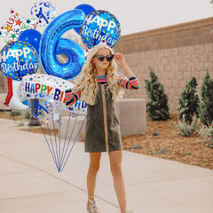 Happy 16th Birthday Balloon Colorful Banner Balloons Set 16th Year Old Birthday Blue Theme 16 Balloon Number 16 Foil Mylar Balloons Kids 16 Party Balloons Confetti Latex Mylar Balloons Party Supplies