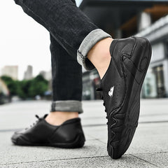 Men Leather Athletic Shoes Stylish and Durable Sports Sneakers Casual Shoes Mens Lite Adapt 3 Sneaker Athletic Slip on Shoe (Black, 8.5)
