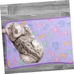 YARNOW Washable 3-Piece PET Blanket Set Soft Fleece Dog and Cat Blankets for Snug Comfort Cute Cartoon Design for Small Dogs and Cats for Bed and Couch