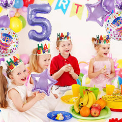 Balloons, 11 pcs Foil Balloons 5 Year Old for 5th Birthday Party Supplies Decoration, Confetti Balloon Kids Party Balloons Birthday Party Supplies 5 Years Old Birthday Balloon for Kids (5th, Purple)