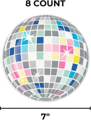 7" Birthday Beats Disco Ball Disposable Paper Dessert Plates – 8 Count