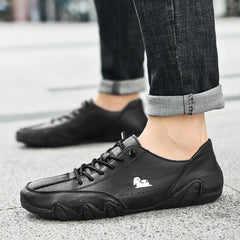 Men Leather Athletic Shoes Stylish and Durable Sports Sneakers Casual Shoes Mens Lite Adapt 3 Sneaker Athletic Slip on Shoe (Black, 9.5)