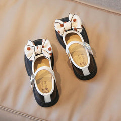 Fashion Autumn Girls Casual Shoes Thick Sole Round Toe Polka Dot Bow Buckle Dress Shoes Leather Boots for Kids Girls