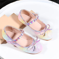 Girls Mary Jane Shoes Flat Princess Shoes Bowknot Pearl Children Soft Sole Leather Shoes Wedding Party Dress Shoes (Pink, 2 Big Kids)