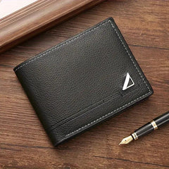 Men's Business Horizontal Short Wallet Money Clip, Fashion Large Capacity PU Leather Wallet