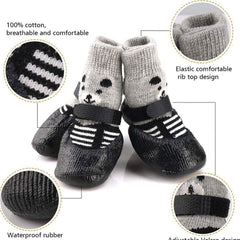 Pet Socks, Slip Dog Boots Soft Rain Snow Proof Rubber 4PCS for Walking (Black_L)