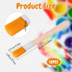 12 Pcs 5 x 0.5inch Paint Brush, Trim Painting Tool, Small Paint Brushes for Touch Up, Soft Bristle Paint Brush, Paint Brushes for Wall, Cabinets, Fences (Yellow)
