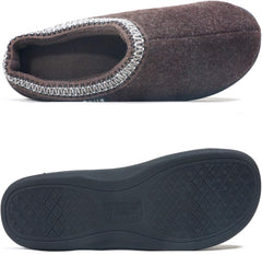 Men's Memory Foam Slippers Comfortable Polar Fleece Lined Grey/Navy House Shoes with Anti-Skid Sole, Indoor&Outdoor