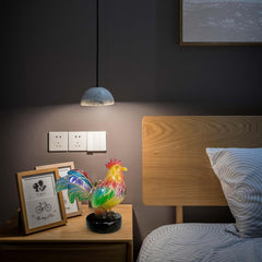 Vintage Book Lamp – Faux Leather Stack Base, Handmade Colored Glass Shade | Decorative Nightstand Light for Lounge Corner Mantel Library Apartment Interior Seasonal Art Theme Illumination Featu