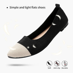 Shupua Women's Flats Shoes Pointed Toe Flats Comfortable Slip on Shoes Flat Dress Shoes Black Office Business Ballet Flats for Women