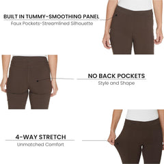 SLIM-SATION Women's Wide Band Regular Length Pull-on Straight Leg Pant with Tummy Control