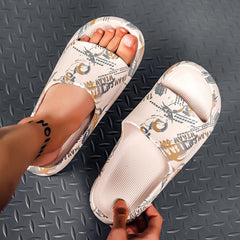 Men and Women Home Slippers Outdoor Slippers Nonslip Flip Flops Beach Shoes Slippers for Men Beige
