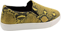 Soda Reign Slip-On Sneakers for Women, Size 6, Mustard Python