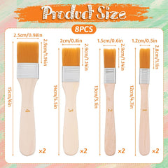 8 PCS Small Paint Brush, 0.5-1 in Width Small Paint Brushes for Trim, Soft Bristle Painting Brush Set Wood Handle for Wall, Cabinets