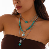 Vintage Turquoise Necklace Western Boho Jewelry for Women Statement Accessories