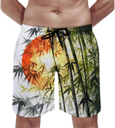 Men's Swim Trunks Trees Sun Beach Shorts Quick Dry Summer Bathing Suit Swimwear Beachwear with Pockets