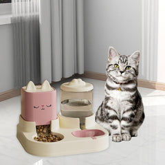 Automatic Feeder Waterer Food Feeder 2 in 1 Detachable with Water Bowl Pet Water Food Bowl for Kitchens Indoor Outdoor Kitten
