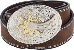Western Cowboy PU Leather Belt Engraved Buckle Belts Country Rodeo Buckle Belt Vintage Bull Buckle