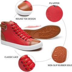 yageyan Men White high top Sneakers for Casual Black pu Leather Fashion Shoes for Men