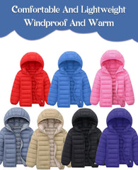 SEAUR - Kid Padded Jackets with Hood Boy Girl Puffer Coat Lightweight Toddler Winter Lining Coat Long Sleeve Zipped Outerwear