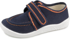 Asia 508 Toddler Boys' Navy Blue Hook-and-Loop Natural Canvas Loafer