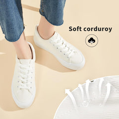 THATXUAOV Womens Platform Sneakers White Tennis Shoes Casual Low Top Fashion Sneakers