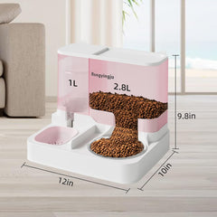Rongyingju pet Automatic Feeder, Food Feeder for Small and Medium-Sized Pets Such as Dogs and Cats, 2.8L Food Capacity, 1L Water (Grey)