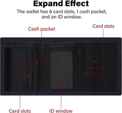 Men’s Nylon Trifold RFID Wallet with ID Window, Slim Security Wallet for Card Cash Holder, Modern Fashion Stylish Wallet Gifts for Teen Boys and Men, One Size -Triangle Blue