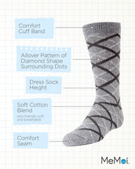MeMoi Diamond Interlock Boys Dress Cotton Blend Crew Socks