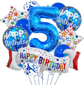 Happy 5th Birthday Balloon Colorful Banner Balloons Set 5th Year Old Birthday Blue Theme 5 Balloon Number 5 Foil Mylar Balloons Kids 5 Party Balloons Confetti Latex Mylar Balloons Party Supplies