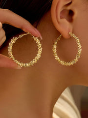 1 Pair Gold Hoop Earrings for Women, Fashion Accessories, Chunky Jewelry Set, Trendy Earrings for Women, Gold Plated Earrings, Cute Earring for Any Occasion(Golden)