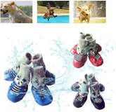 Pet Socks, Slip Dog Boots Soft Rain Snow Proof Rubber 4PCS for Walking (Black_L)