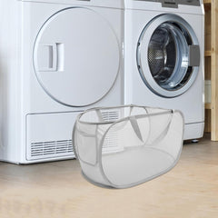 Foldable Mesh Laundry Basket Large Capacity Woven Storage Basket Handle
