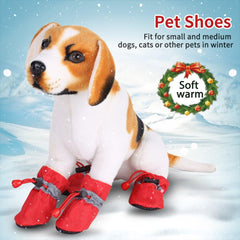 Dog Shoes Boots Socks for Small Medium Dogs Cats Winter Warm Soft Cotton Padded 4Pcs (06)
