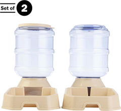 Automatic Cat Feeder and Water Dispenser - 2-Pack 3.8L/1G Dog Food and Water Bowl - Gravity Automatic Water Dispenser for Dogs and Cats by PETMAKER