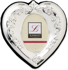 Lawrence Frames Silver Plated Metal Heart Picture Frame, Victorian Design