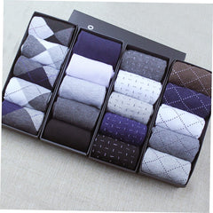 GALPADA 5pairs Men's Cotton Anti-skid Socks Thick Warm Crew Socks for Winter Autumn Breathable Grid Design Comfortable Fit