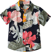 Toddler Summer Kids Boy Casual Clothes Short Sleeve Floral T Shirt Beach Shirt Tops Outwear Kids Top