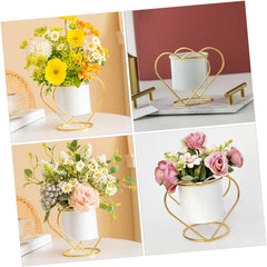 balacoo Metal Planter Pot Stand Nordic Style Iron Flower Pot Heart Planter for Home Office Balcony Rustic Decor