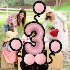 27Pcs Happy 4th Birthday Decorations Pink 4 Balloons,4th Year Old Party Supplies, Foil Helium Mylar Agate Star Heart Shaped Balloons Hot 4th Birthday Balloon for Princess Girl 4 Birthday Baby Shower