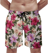 Men's Swim Trunks Flower Vine Floral Beach Shorts Quick Dry Summer Bathing Suit Swimwear Beachwear with Pockets